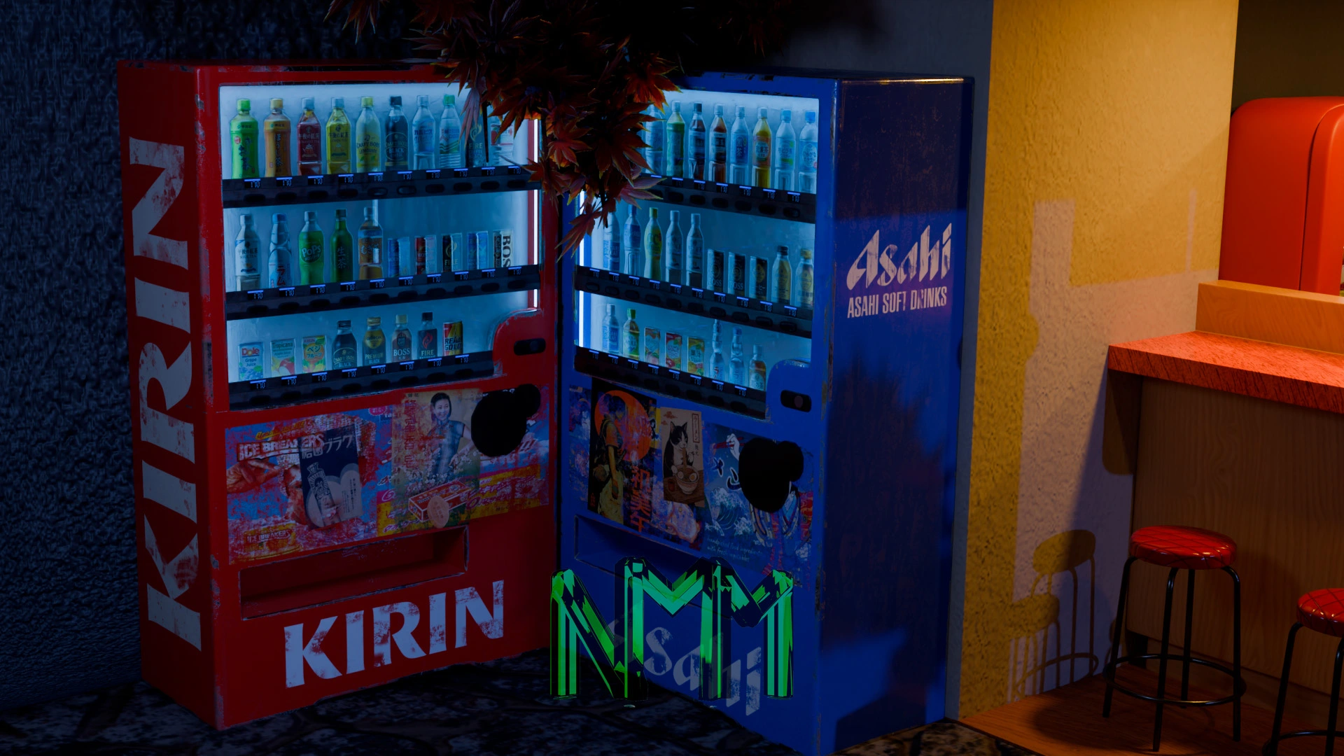 Japanese drink vending machine 3D model